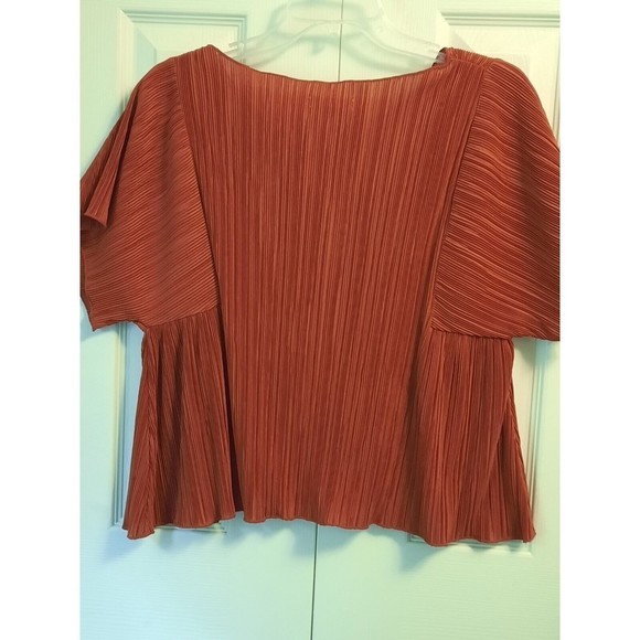 Madewell Micropleat Short Sleeve Top in Color Rusty Torch Women’s Size Small - Picture 5 of 5